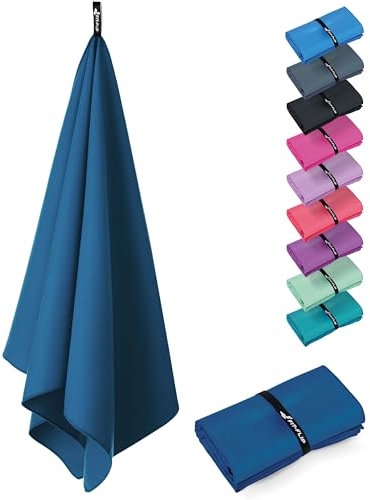 Fit-Flip Microfaser Handtücher - kompakt und leicht - Mikrofaser Handtuch schnelltrocknend - als Reisehandtuch, Sporthandtuch, Strandtuch - Badetuch groß (1x 140x70cm, Azure Blue)