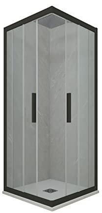 Kolors Paroi de douche d'angle coulissante 70 x 120 cm en PVC Noir mat H 200 Verre transparent