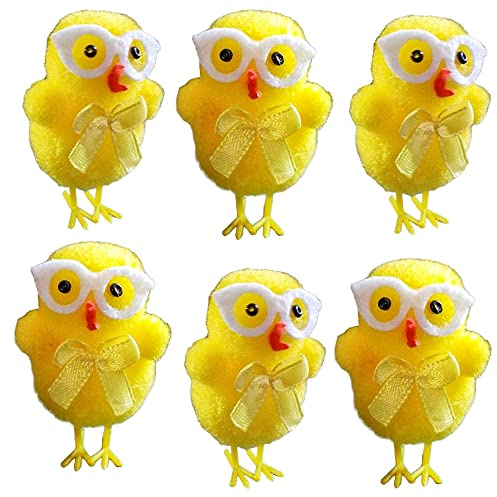 Pulcini pasquali con Occhiali e Fiocco Decorazioni addobbi per Albero di Pasqua set16 da casa Negozio vetrine in Tessuto Giallo
