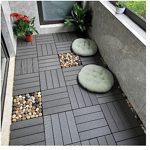 Bodenfliesen Für Terrassen, Interlocking Kunststoff Garten Terrasse Terrasse Balkon Fliesen, Bodenbelag Holz-Kunststoff-Verbundwerkstoff, Wasserbeständig Innen Außen ( Farbe : B , Größe : 22pcs )