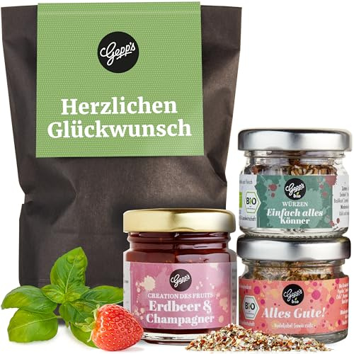 Gepp's Feinkost Wundertüte I Herzlichen Glückwunsch I Geschenkset | Mit Delikatessen I Gefüllt mit Kleinigkeiten für Freundin I Kollegen I Lehrer I Kulinarische Geschenkidee