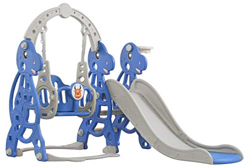 NAIZY Toboggan 4-en-1 Enfant Intérieur avec Panier de Basket, Balançoire, Charge Max 50 kg, Type B