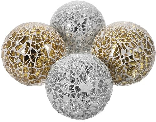 SEWACC 3.1-Inch Glass Ball Decoration - 2Pcs Mosaic Decorative Balls for Home Tabletop Decor Perfect for Weddings and Housewarming Gifts