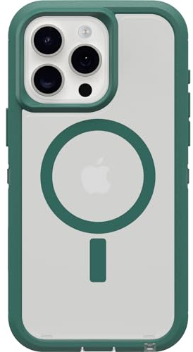 OtterBox Schutzhülle für iPhone 15 Pro Max (nur) Defender Series XT Clear Case – Velvet Evergreen (transparent), bildschirmlos, robust, rastet an MagSafe mit Schlüsselband