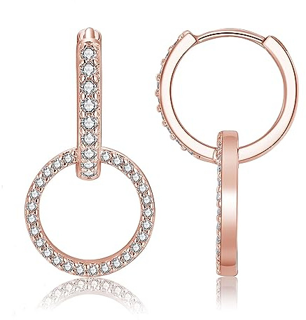 Deyanse Ohrringe Silber 925 Creolen, 925 Sterling Silber Ohrringe Hängend für Damen Frauen Mädchen, Hypoallergen Double Circle Hoop Ohrringe, Minimalistische Doppelter Kreis/Ovale Ohrringe kreolen