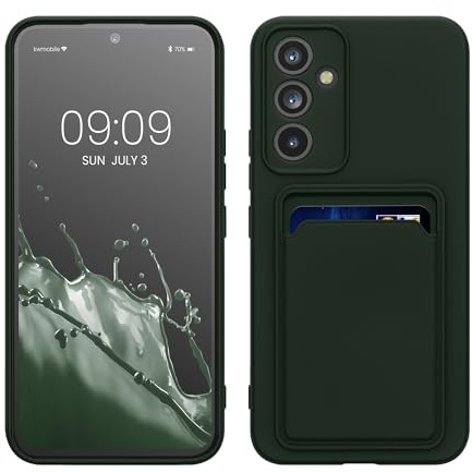 kwmobile fodral kompatibelt med Samsung Galaxy A54 5G fodral – TPU telefonskydd med kreditkortshållare – mörkgrön
