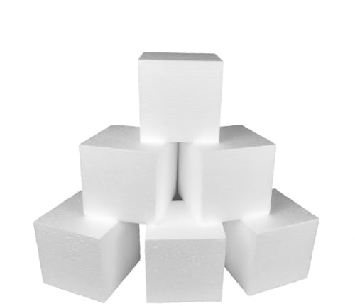 DecoPorex Schaumstoffblöcke für Bastelarbeiten, quadratische Ziegelsteine, 10 cm x 10 cm x 10 cm aus expandiertem Polystyrol für Kunst und Handwerk, naturweiß (10 x 10 x 10 cm)