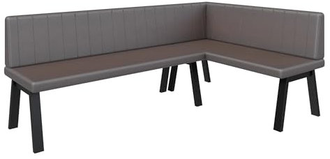 FURNISTAR Eckbank Akiko Metal A - Eckbankgruppe für Ihrem Esszimmer, Küche modern, Sitzecke, Essecke. Perfekt für Küche, Büro und Rezeption. Solide und Starke Verarbeitung. (196x128-Rechts-Soft30)