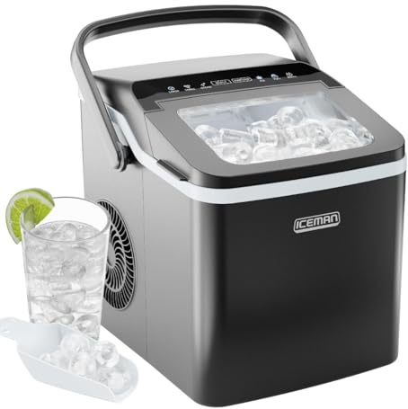 Iceman Dual-Size Ice Maker Countertop - Portable Ice Machine, Large and Small Ice Machine Maker with Self Cleaning, 9 Cubes in 7 Mins, 22lbs/24hrs, for Home, Kitchen, Office, Party, Ice Scoop Included
