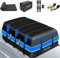 Auto Dachbox, 1132L Große wasserdichte Weichschalen-Dachtasche mit 2 Ratschengurten 10 verstärkte Gurte 6 Türhaken für SUV Van mit/ohne Dachträger, Blau