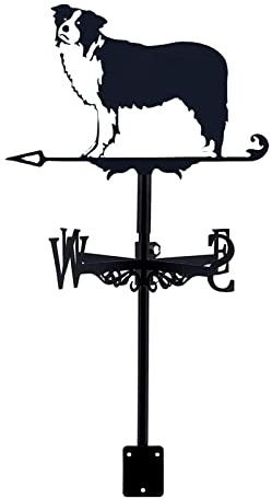 RKYRRKI Decorative Garden iron weathervane, Border Collie Metal Weather Vane Vintage Weathervane Wind Direction Indicator with Anti-Rust Coating for Outdoor Garden Sheds Barns Decoration