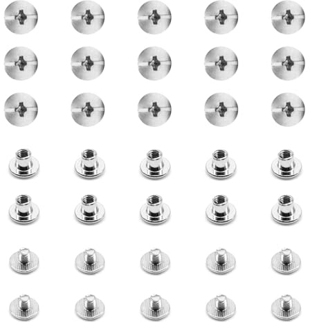 Ruidee Juego de 100 tornillos Chicago M5 x 5 mm para encuadernar libros, postes de tornillo, tornillos redondos de cabeza plana para álbumes de cuero (DZBD/M5 x 5)