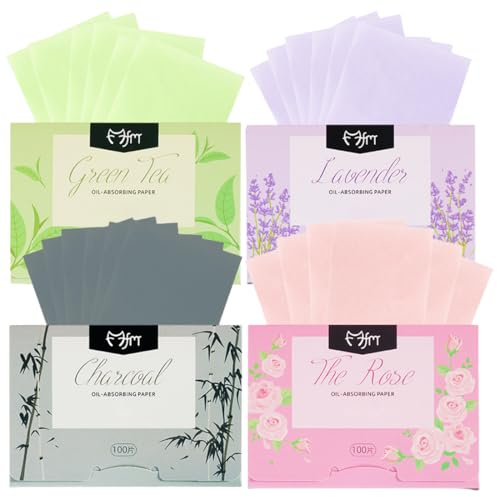 WHYCNJL 4 Stück Gesichts-Löschpapier Set 400 Pcs Blottpapier Für Fettige Hautpflege Blotting-Papiere Natürliche Ölabsorbierende Blätter Öl-Löschpapier Gesicht Blotting Papers Face Oil Blotting