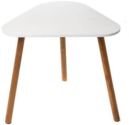 Spetebo Holz Beistelltisch dreieckig weiß - 43 x 38 cm - Deko Couchtisch mit 3 Beinen - Sofatisch Kaffeetisch Blumenhocker Pflanzenständer eckig