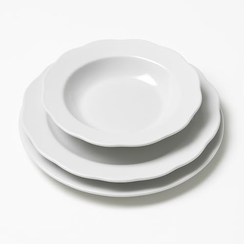 VAJILLA PORCELANA GRES MORDERNA CALIDAD 6 PERSONAS (18 PIEZAS) VERDE - BEIGE (BEIS) - BLANCO (BLANCO LISO)