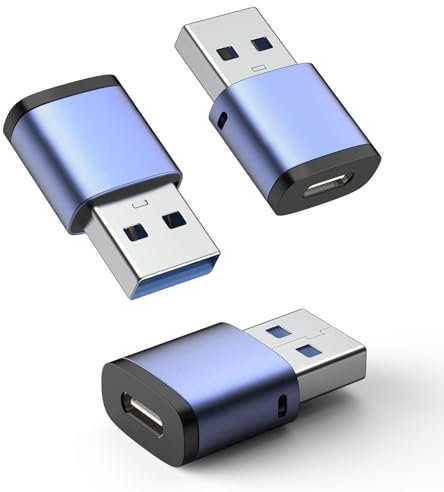 MoKo USB to USB C Adapter 3 Pack, 5Gbps Type C Female to USB 3.0 Male Adapter USB C Charger Connector Compatible with iPhone 16 15 14 13, Apple Watch 10 9 8 7, AirPods 4, CarPlay, Galaxy S24 S23