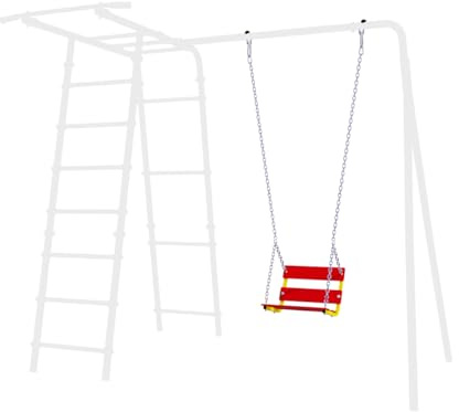 JEFLEX - rot gelbe Kettenschaukel für Kinder – Robuste Schaukel mit Metallkette & Metallsitz I Idealer Schaukelsitz für Garten und Spielplätze I Wetterfest und langlebig I Für Kinder ab 3 Jahren