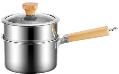 FytStycale Antihaft-Kochtopf mit Deckel, Kochtopf, Milchnudeln, Nudeltopf aus Edelstahl, Suppentopf für Camping, drinnen und draußen, mit Dampfgarer, 18cm