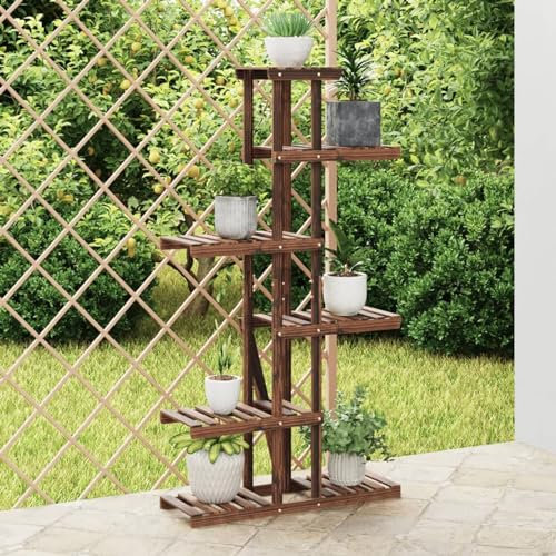ShGaxin Blumenständer, Pflanzentreppe Outdoor, Blumentreppe Draußen, Pflanzenregal, Pflanzenständer, Balkon Möbel, Blumenregal, 75x25x140,5 cm Massivholz Tanne