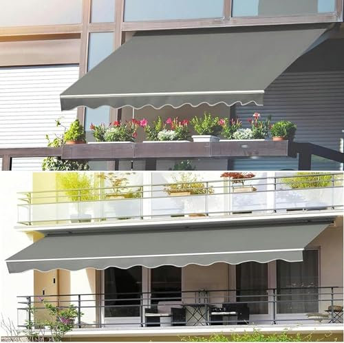 Ausziehbare Terrassenmarkise für den Außenbereich, wasserdichtes Polyester-Segeltuch für Gärten, Terrassen und Wintergärten, UV-beständiger Sonnenschutz mit verstellbarem Winkel, ideal für Wohnräume