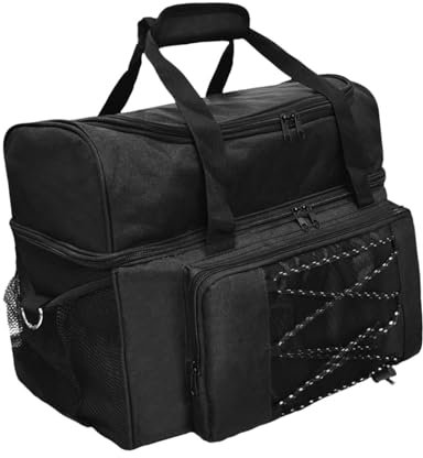 Oshhni Bowlingballtasche mit Schuhfach für Damen und Herren, stabile tragbare Bowlingtasche mit Doppelball, Bowlingtasche für das Trainingsstudio, Schwarz