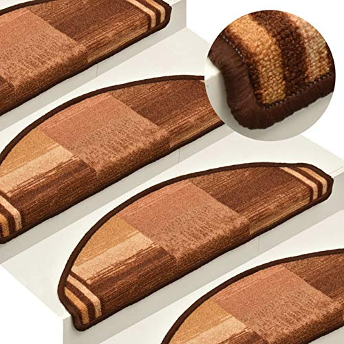 Xichuzi Treppenmatten Selbstklebend 15 STK Stufenmatten, Treppenteppich, Antirutschmatten Für Treppen, Braun 65x21x4 cm