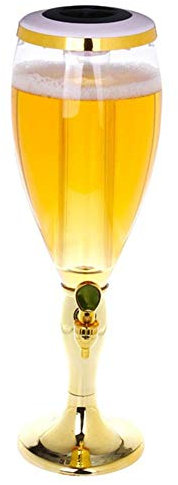 YXUANYZNB Dispensador de cerveza de plástico de 3 litros, dispensador de bebidas de torre de cerveza de barril frío con grifo, fácil de limpiar, para fiestas, hogar y bar, dorado