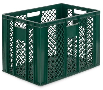 DIE BOX FABRIK Eurobox 60x40 cm in verschiedenen Höhen & Farben | Bäckerkiste, Gemüsekiste & Obstkiste stapelbar | Offene Brötchenkiste | Transportbehälter, Lagerbox (Grün, 60x40x41 cm)