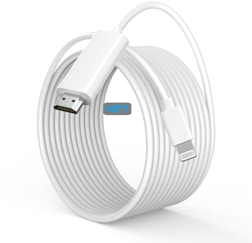 [Certificato Apple MFi] Cavo adattatore Apple Lightning a HDMI per iPhone a TV, lungo 3 m, 1080p, adattatore AV digitale per iPhone 14 13 12 11 Pro Max XS XR X 8 al monitor del proiettore TV