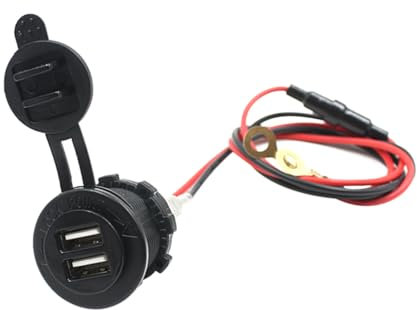 Homoyoyo 12v Adaptador Doble USB para Mechero De Coche y Motocicleta con Cable para Cargador De Teléfono y Protección Prueba De