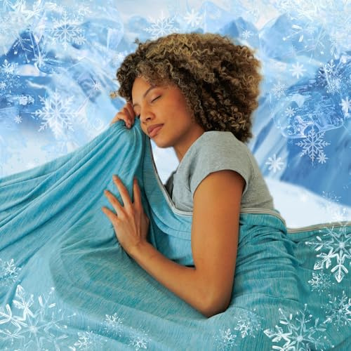 NANPIPER Cooling Blanket Queen Size for Hot Sleepers,Double Sided Cold Lightweight Summer Bed Blanket, Air Blue 90x90