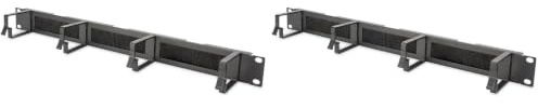 DIGITUS Panel de gestión de Cables con Tira de Cepillo - 1U - 4 Soportes guía 44 x 60 mm - 19 Pulgadas - para armarios de Red y Cables de Red - Negro (Paquete de 2)