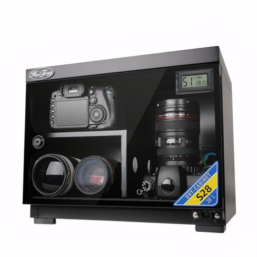Armoire sèche pour appareil photo, armoire électronique étanche à l'humidité avec lumières LED pour ranger les appareils électroniques, l'objectif de l'appareil photo, les timbres et le thé (28 l)