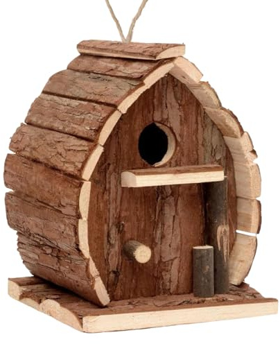 Outdoor Bird House, Bird Nest, Rustic Wooden Shelter Box Feeder Decorative for Backyard Fence Deck Balcony Tree Window Garden