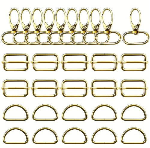 Trsnzul Karabiner für Taschen 30 Stück Taschenzubehör zum Nähen 32mm D-Ringe Schiebeschnalle Drehbare Karabinerhaken Metall Taschenkarabiner für DIY Tasche Gurt