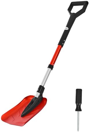 VEVOR Pala da Neve per Vialetto, Pieghevole in Lega di Alluminio Leggero da 22 cm con Manico a Forma di D, Regolabile 910-1020 mm, Riduce gli Sforzi alla Schiena per Giardino, Auto, Campeggio