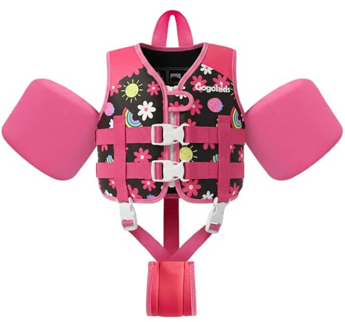 Gogokids Chaleco salvavidas para niños con mangas para niños pequeños, estilo chaqueta, flotabilidad, flotabilidad con correas ajustables, chaleco salvavidas para niños de 2 a 6 años / 15-30 kg