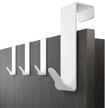 Menz Premium Türhaken zum Einhängen, 4er Set in Weiß | Flexible Kleiderhaken Tür, belastbare Türgarderobe aus Edelstahl, universelle Haken zum Einhängen, robuste Türhakenleiste