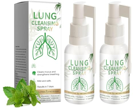 Herbal Lungenreinigungsspray, 2 Stück Lung Cleansing Spray mit Mullein & Minze, Erfrischend Spray Beruhigt Die Atmung, Lang anhaltend beruhigende Lungenreinigung, für Lungenpflege