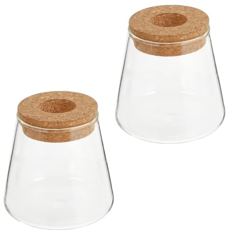 Sosoport Vaso Idroponico in Vetro 2 Pezzi Supporto in Legno, Decorazione da Tavolo Salvaspazio per Casa e Ufficio, Terrario Vegetale Trasparente per Piante e Composizioni Floreali