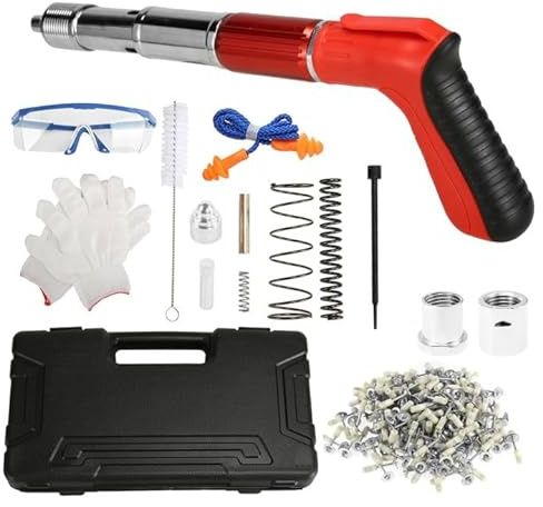 Clavadora De Hormigón, Pistola De Remache, Herramienta De Pistola De Clavos Con 50 Clavos Redondos, Kit De Fijación Para Clavos De Hormigón, Para Pared De Ladrillo Y Carpintería