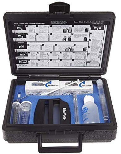 Lamotte 3368-01 Pool MGR Test Kit, 0.2-3.0 ppm Free/Total Chlorine, 6.8-8.2 pH Range, 60-400 ppm Total Alkalinity, 60-400 ppm Calcium Hardness, 0-100 ppm Cyanuric Acid, Acid Demand Black