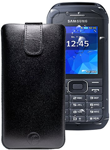 Favory ® Etui Tasche für / Samsung Xcover 550 (SM-B550H) / Leder Handytasche Ledertasche Schutzhülle Case Hülle *Lasche mit Rückzugfunktion* schwarz