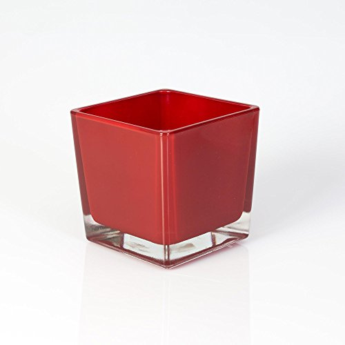 INNA-Glas Fyrkantigt te-ljusglas Kim, rött, 10x10x10 cm
