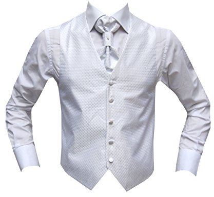MMUGA Hochzeit westen Set mit Plastron Weiß 60