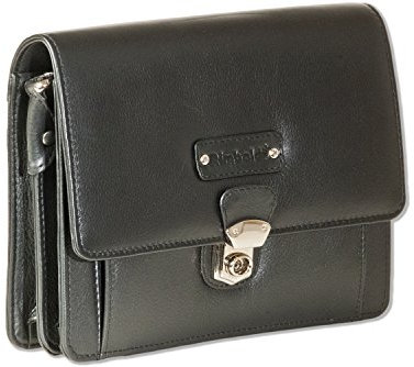 Rimbaldi UNIVERSAL HANDGELENKTASCHE Schönes Metallschloss Weiches Rind-Nappaleder Schwarz