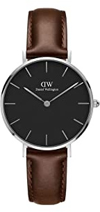 Daniel Wellington Petite Bristol Uhr Damen, 32mm Leder Silber Damen Uhr