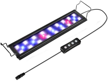 Hygger 9W LED Beleuchtung mit Timer für Aquarium - Dimmbare Lampe mit Verstellbarer Halterung für 28-48cm Fisch Tank (Weiß, Blau & Rot Licht)