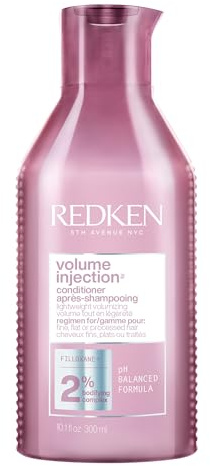 Redken Volume Injection Conditioner, Lightweight Volume Conditioner For Fine Hair, Detangles and Adds Volume & Body to Flat Hair, Soft, Shiny Finish, Paraben Free, 10.1 fl Oz