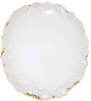 Marble Resin Jewelry Tray Ring Dish Ring Holder Display Organizer with Golden Edged Nail Art Color Palette Decorative Dessert Dish Home Decor Wedding Valentine's Day Gift for Women Girls White